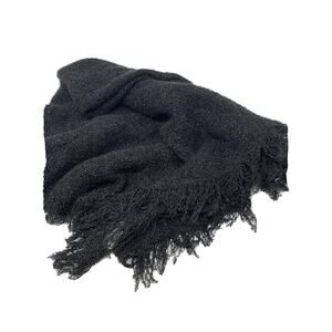 Vtg The Specialty House Black Scarf Wrap Made In Japan Curly Loomed Woven